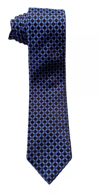 RECENT Ermenegildo Zegna Blue Geometric MODERN Mens Neck Tie Made in Italy Woven