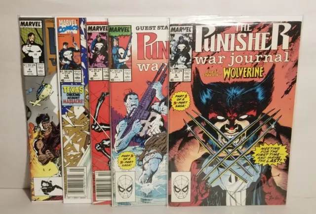 PUNISHER WAR JOURNAL Lot #6 & #7 Wolverine Appearance Low Grade Jim Lee MARVEL