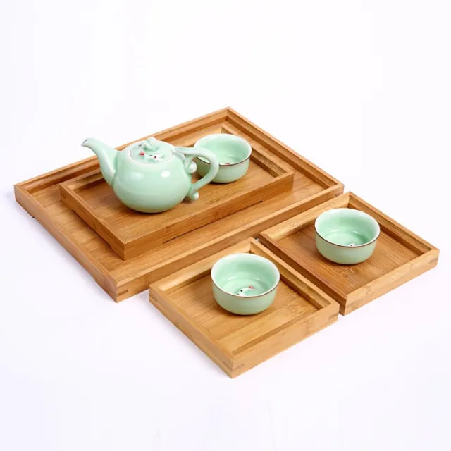 1pc Bamboo Serving Tray Breakfast Tea Coffee Food Holder Plate Organizer Platter