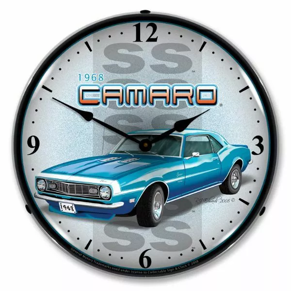 1968 SS Camaro LED Clock Garage Oil Car Man Cave Game Room Lighted Nostalgic