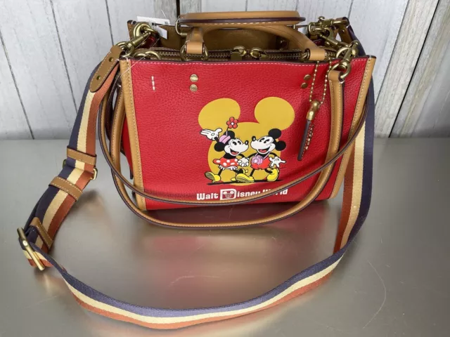 New! COACH X DISNEY Limited Edition 50 Year RED MICKEY & MINNIE MOUSE ROGUE 25