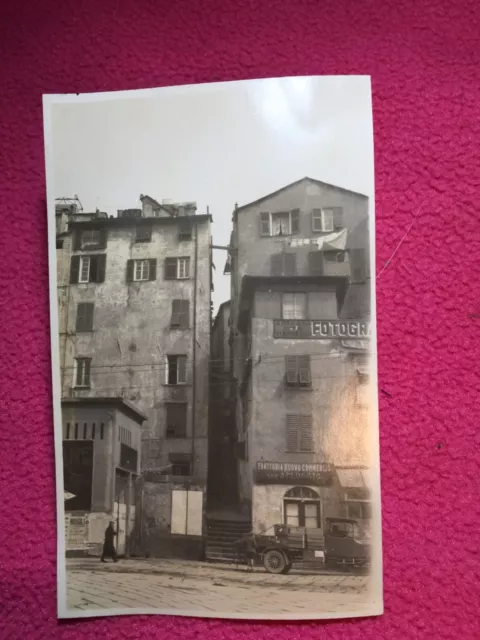 1926 vintage POSTCARD street scene GENOVA ITALY home PHOTOGRAPHER store SIGN car