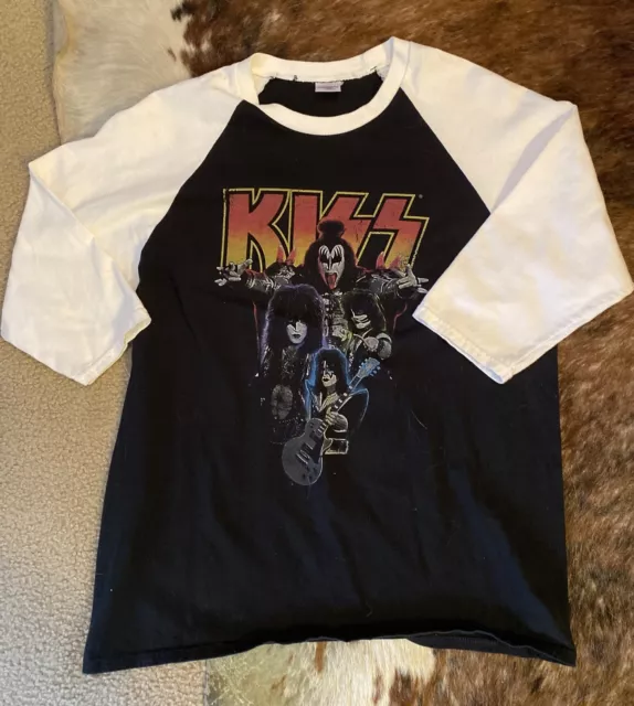 Vintage KISS Baseball Tee Size Medium Black White