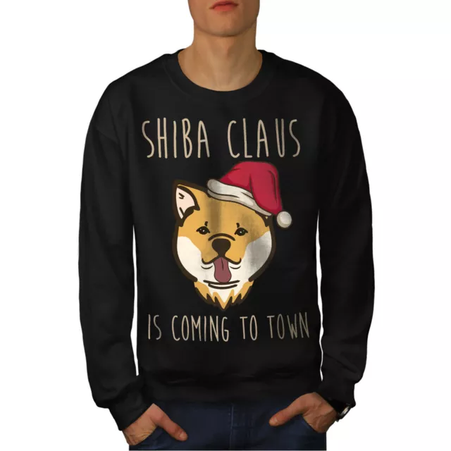 Wellcoda Shiba Inu Santa Mens Sweatshirt, Cute Dog Casual Pullover Jumper