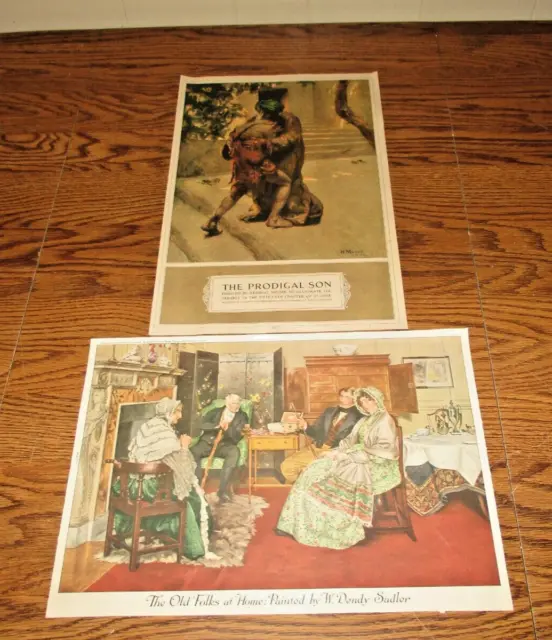 1912 ART PRINT DRAWINGS "Prodigal Son"The Old Folks At Home"LADIES' HOME JOURNAL