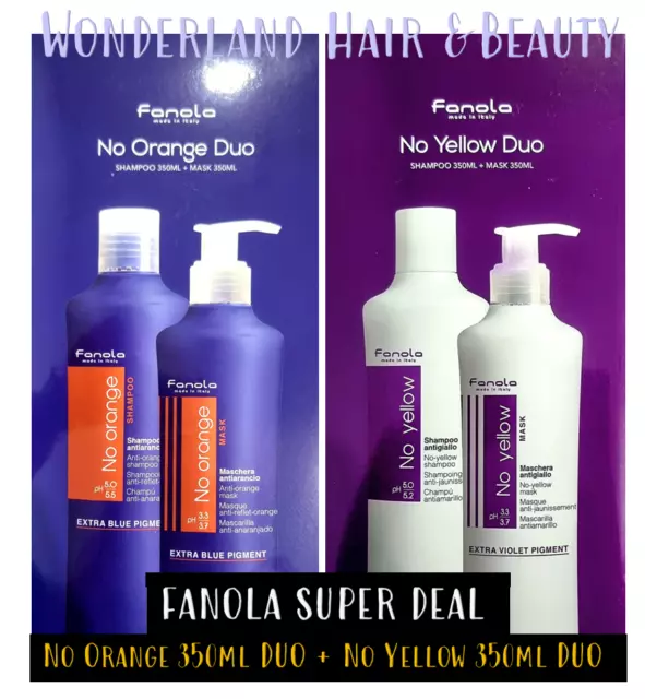 COMBO DEAL FANOLA No Orange DUO + No Yellow DUO Shampoo + Conditioner 350ml x 4