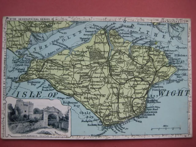 Isle Of Wight...vintage Map Card..1903..Bartholomew Cartography