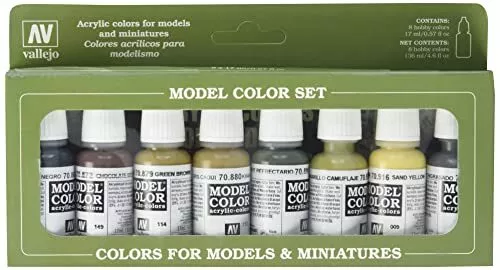 Vallejo Model Color - Set Pittura Acrilica, 8 x 17 ml, Colori Asortiti (n8M)