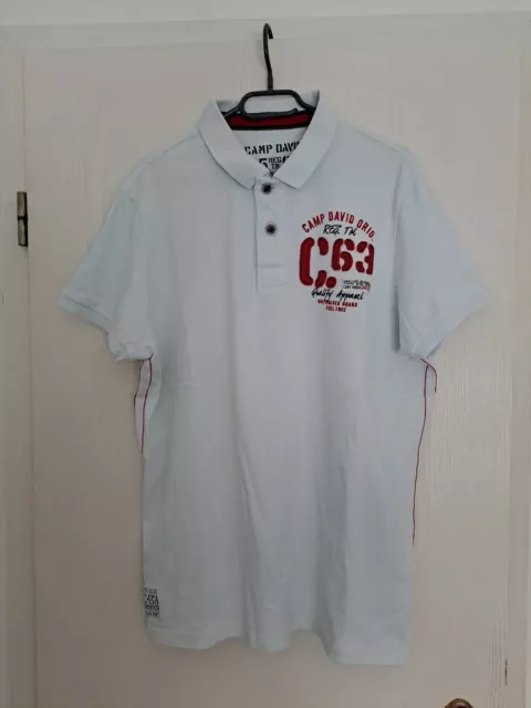 Camp David Poloshirt Kurzarm Weiß mit Logodruck Gr. XL
