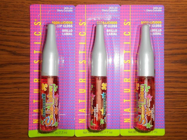 LOT OF 3 NATURISTICS SODA-LICIOUS LIP GLOSS 1831-04 CHERRY COOL-AHHH 0.26oz EACH