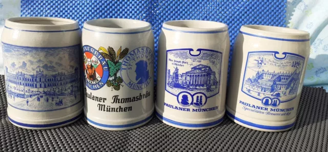 BIERKRUG, Paulaner München, 4 x 0,5 Liter Motivkrüge, TOP