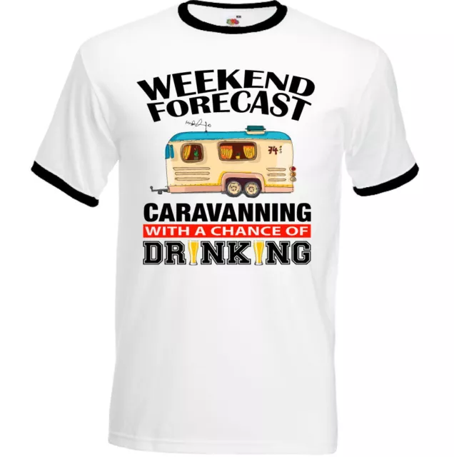 Weekend Forecast Caravanning Drinking - Mens Funny T-Shirt Camping Caravan Club