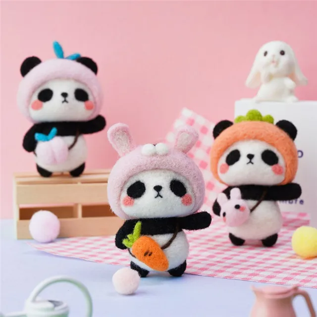 Creative Doll Panda Wool Felt Kit Toy Doll Wool Felting Package Doll Keychain