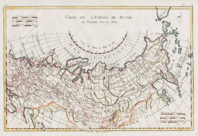 Russia Russland Russe Kupferstich engraving gravure Bonne map Karte carte 1780