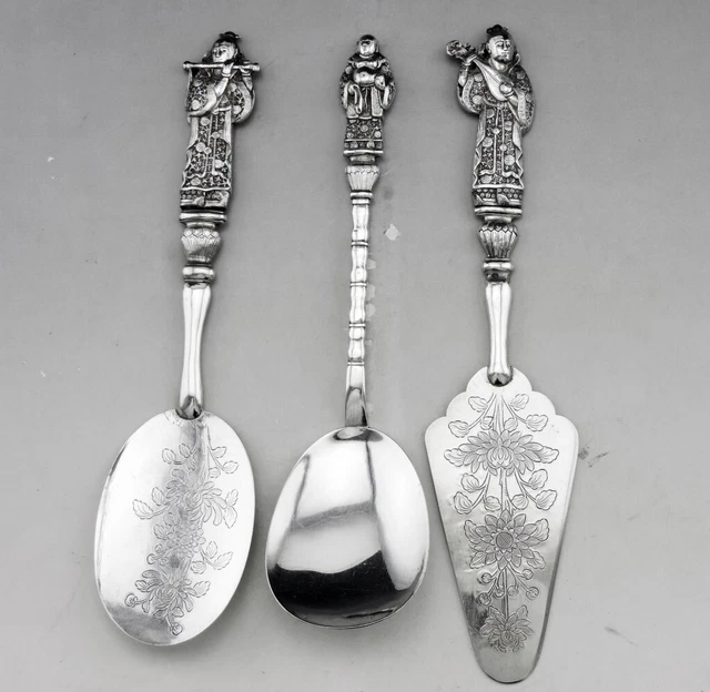 ANCIENNE COUTEAU À beurre en argent massif poinçon minerve lame argent