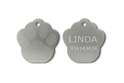 Medaglietta Cane Gatto a forma di ZAMPINA ARGENTO 25x25 mm. INCISIONE GRATUITA