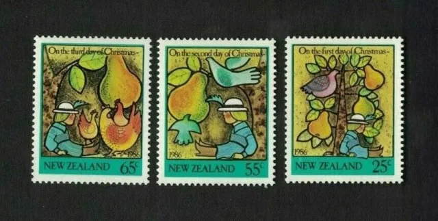 Mint 1986 New Zealand Nz Christmas Stamp Set Of 3