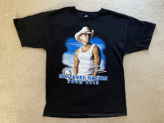 Kenny Chesney No Shoes Nation 2013 Tour Dates Black Shirt Country Music Size L