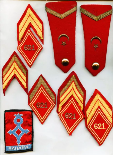 Lot  Insignes de Tissus grades et unité saharienne 621° G.AS.