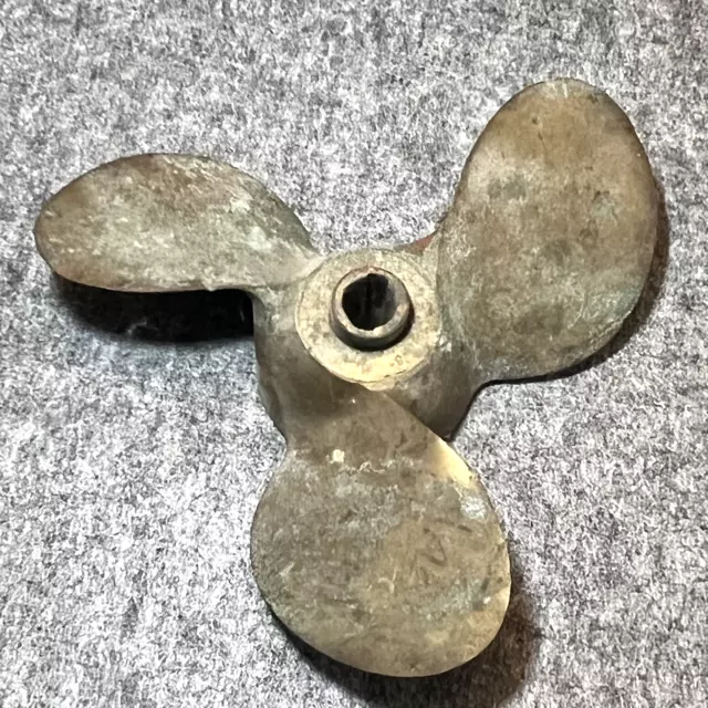 Vintage 3 Blade Brass Boat Propeller about 9.5" across