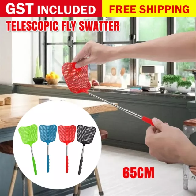 upto4 of Big Fly Swatter Extendable Handle Telescopic Insect Mosquito up to 65cm