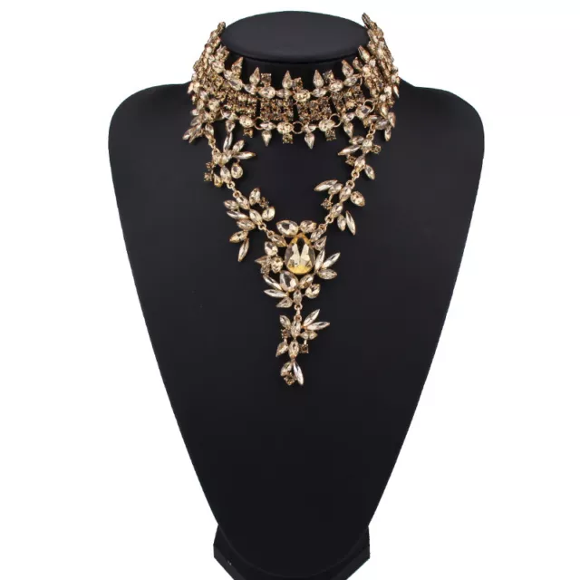 Fashion Crystal Necklace Jewelry Statement Bib Pendant Charm Chain Choker Chunky 2