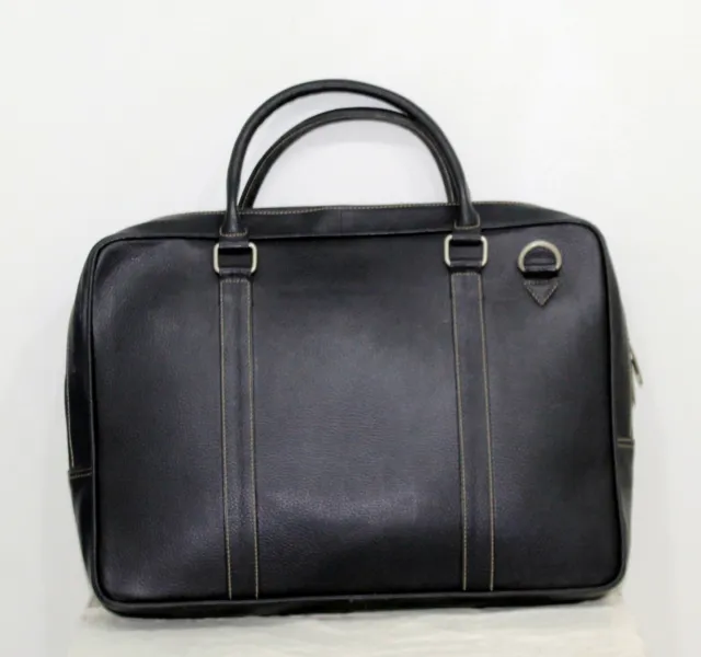 Laptop Bag Black Cowhide Leather Briefcase Shoulder Office Travel Messenger Bag