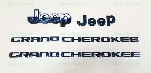 4PCS Gloss Black Front & Rear & Doors EMBLEM BADGE 2014-2018 Jeep Grand Cherokee