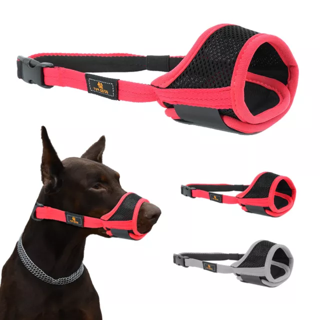 Soft Mesh Nylon Dog Muzzle Adjustable Breathable No Bark Bite Chew Pet Mask S-XL