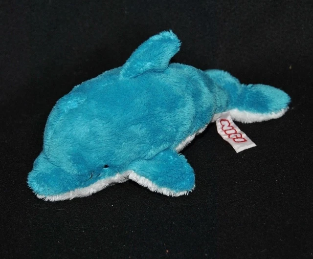 Peluche doudou poisson dauphin NICI bleu blanc yeux noirs 20 cm TTBE