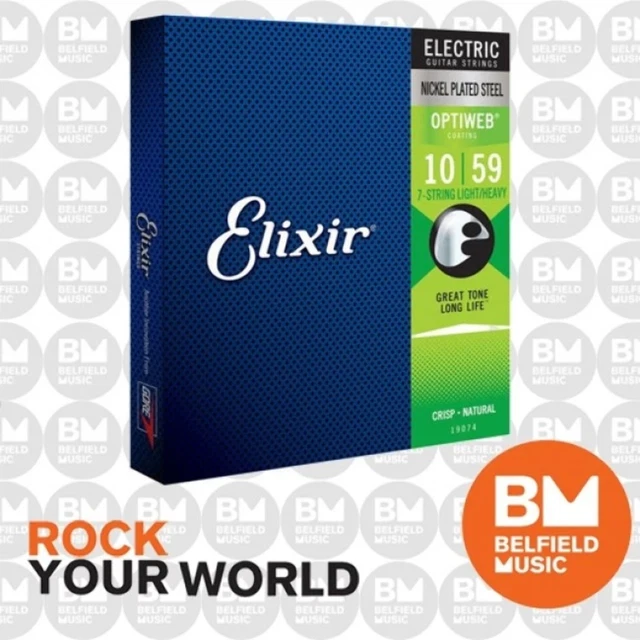 ELIXIR 19074 ELECTRIC Guitar Strings 7-Str Optiweb Coated 10-59 E-OW ...