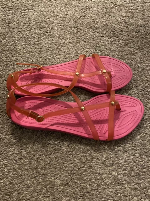 Women's Crocs Isabella Strappy Jelly Sandals Size 10 Pink Flip Flops