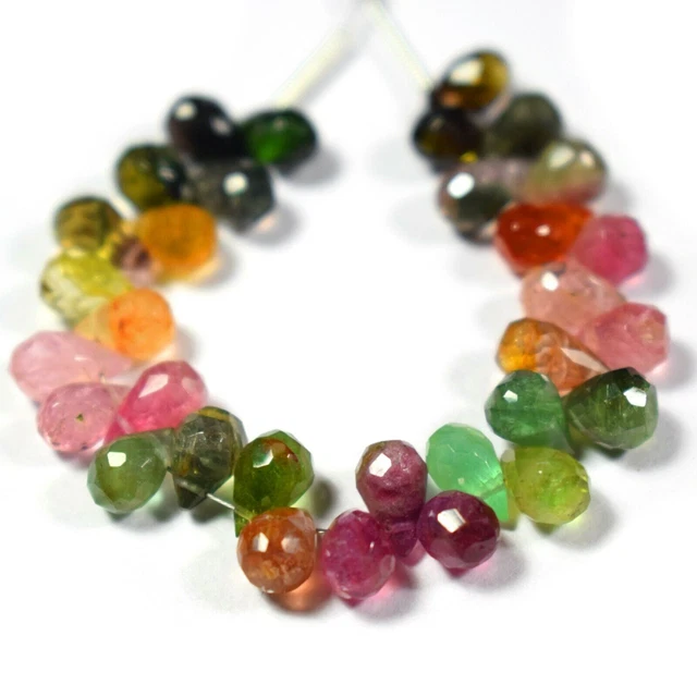 A++ Perles De Pierre Gemme Tourmaline Multicolore Naturelle En Forme De...