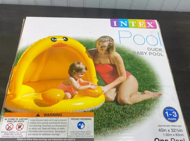 INTEX Inflatable Baby Pool 40" × 32 1/2" for Ages 1-3 Duck Baby Yellow
