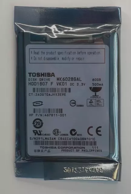 Toshiba Mk6028Gal Hdd1807 60Gb 4200Rpm 2Mb Zif Ce Internal Hard Disk Drive