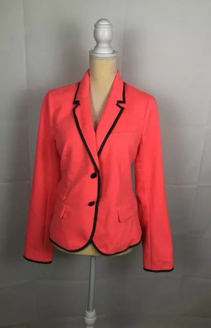 Really Lovely Gap Coral W/ Grey Trim Blazer Jacket Work Casual Sz 12 Gr8 Cond.