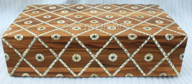 Indian Handmade Luxury Teak Wooden Bone Inlay Brown Color Box