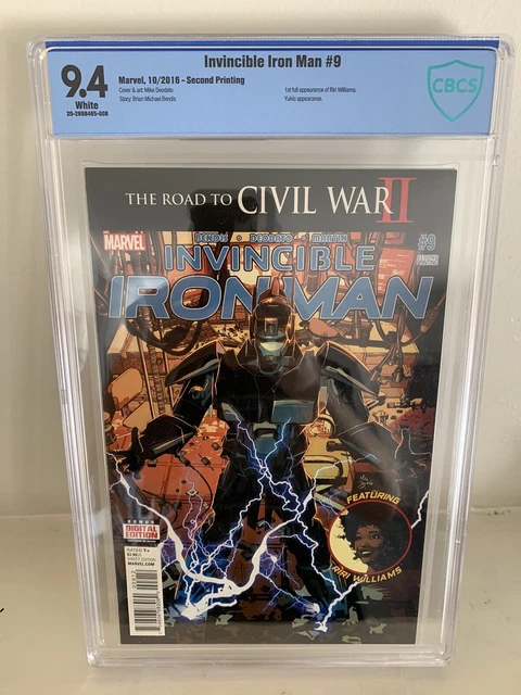 INVINCIBLE IRON MAN #9 2nd print (Marvel 2016) CBCS 9.4, 1st full Riri Williams
