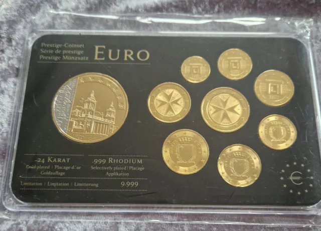 Malta Gold Plated Set 2008 Prestige Coinset Kursmünzensatz