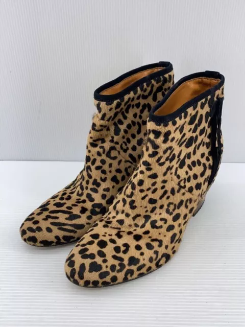 Golden Goose MILK Boots EU Size 39 Leopard Pattern Bootie Leather Women