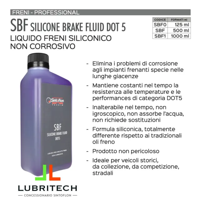Sintoflon SBF Silicone Brake Fluid 500ml liquido freni DOT5 olio NON IGROSCOPICO