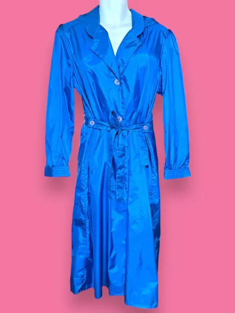 Vintage 80s 90s The Totes Coat Womens Jacket Trench Teal Lightweight Nylon Sz 14