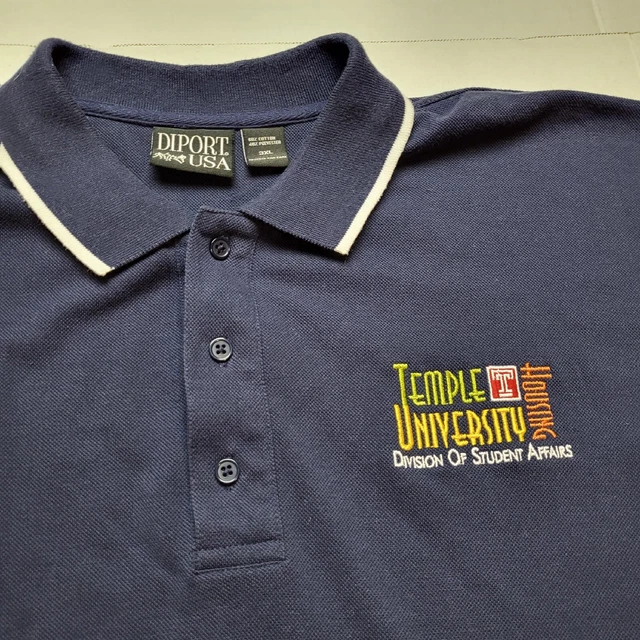 Temple University Polo Shirt Mens 3XL Student Affairs Blue Diport USA 🦝1