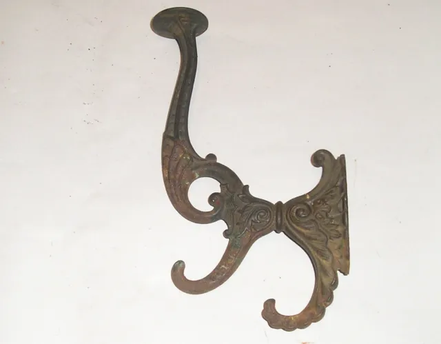 Vintage Cast Iron Wall Mount Double Hook - Coat Hat Robe Towel Holder