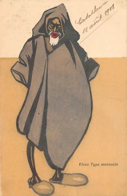 Cpa Moorish Orientalist Illustrator Old Moroccan Type