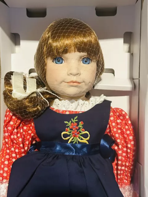 23” William Tung Porcelain Girl Doll NIB COA  Libby Red Hair Blue Eyes