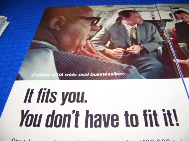 1969 Cessna 401A "You Dont Have To Fit It!" 2-Page Color Sales Ad (53Kk) 2