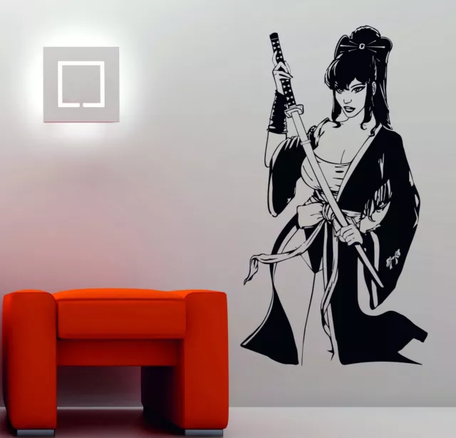 Geisha Katana Swords Japanese MANGA Decor ANIME Wall Art Stickers Decals Vinyl
