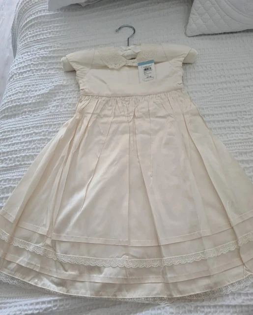 John Lewis Baby 100% Silk Lace Dress Cream 18-24 Mth NEW BNWT rrp £57 Gown