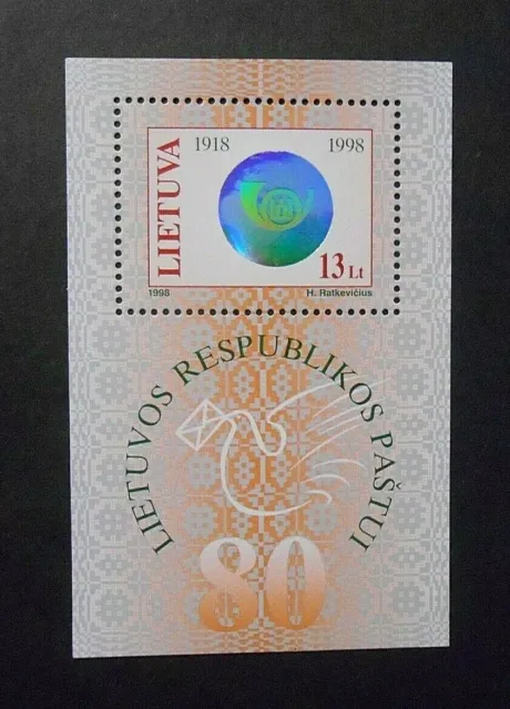 LITUANIA , LITHUANIA,LIETUVA ,1998 " Emblema Poste" 1V.  in foglietto MNH**